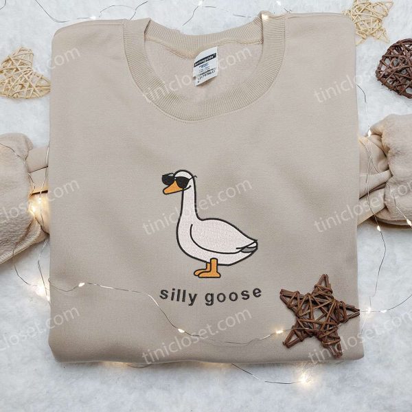 Silly Goose with Sunglasses Embroidered Shirt, Animal Embroidered Shirt, Funny Embroidered Shirt - Small Gifts Great Love - Image 4
