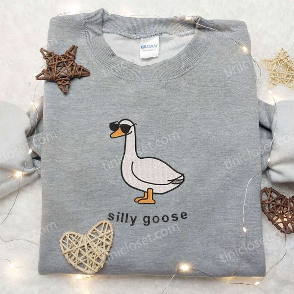 Silly Goose with Sunglasses Embroidered Shirt, Animal Embroidered Shirt, Funny Embroidered Shirt - Small Gifts Great Love - Image 5