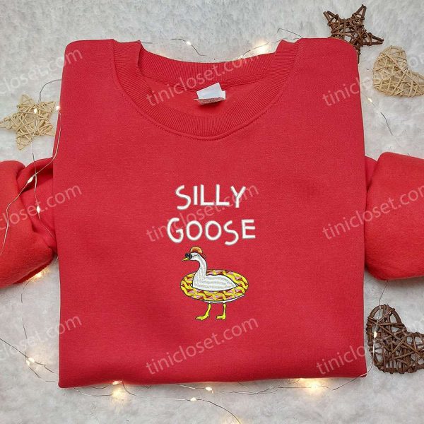 Swimming Silly Goose Embroidered Shirt, Animal Embroidered Shirt, Funny Embroidered Shirt - Small Gifts Great Love - Image 3