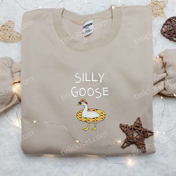 Swimming Silly Goose Embroidered Shirt, Animal Embroidered Shirt, Funny Embroidered Shirt - Small Gifts Great Love - Image 4