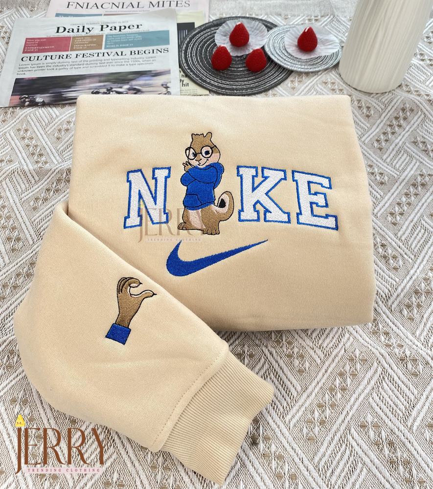 Simon And Jeanette Alvin And The Chipmunks Nike Embroidered Sweatshirt, Valentines Day Gifts For Couples - Image 3