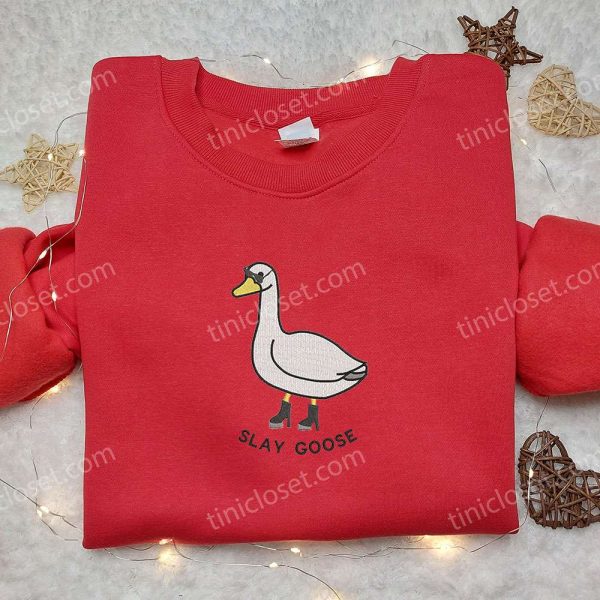 Slay Goose Embroidered Shirt, Animal Embroidered Shirt, Funny Embroidered Shirt - Small Gifts Great Love - Image 3