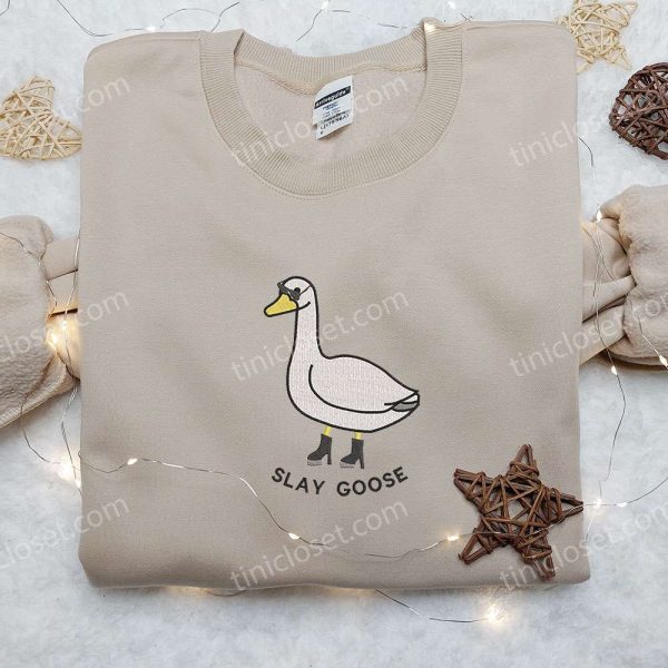 Slay Goose Embroidered Shirt, Animal Embroidered Shirt, Funny Embroidered Shirt - Small Gifts Great Love - Image 4