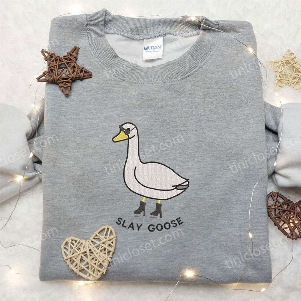 Slay Goose Embroidered Shirt, Animal Embroidered Shirt, Funny Embroidered Shirt - Small Gifts Great Love - Image 5