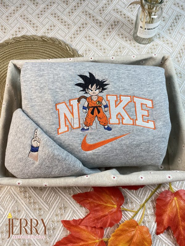 Son Goku And Vegeta Dragon Ball Nike Embroidered Sweatshirt - Image 2