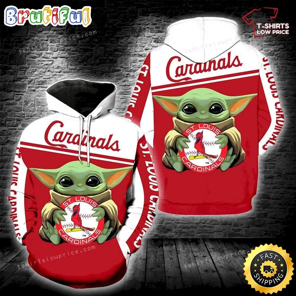 St Louis Cardinals Baby Yoda Full Print 3d Hoodie Zipper Men Women For St Louis Cardinals Fan Gift