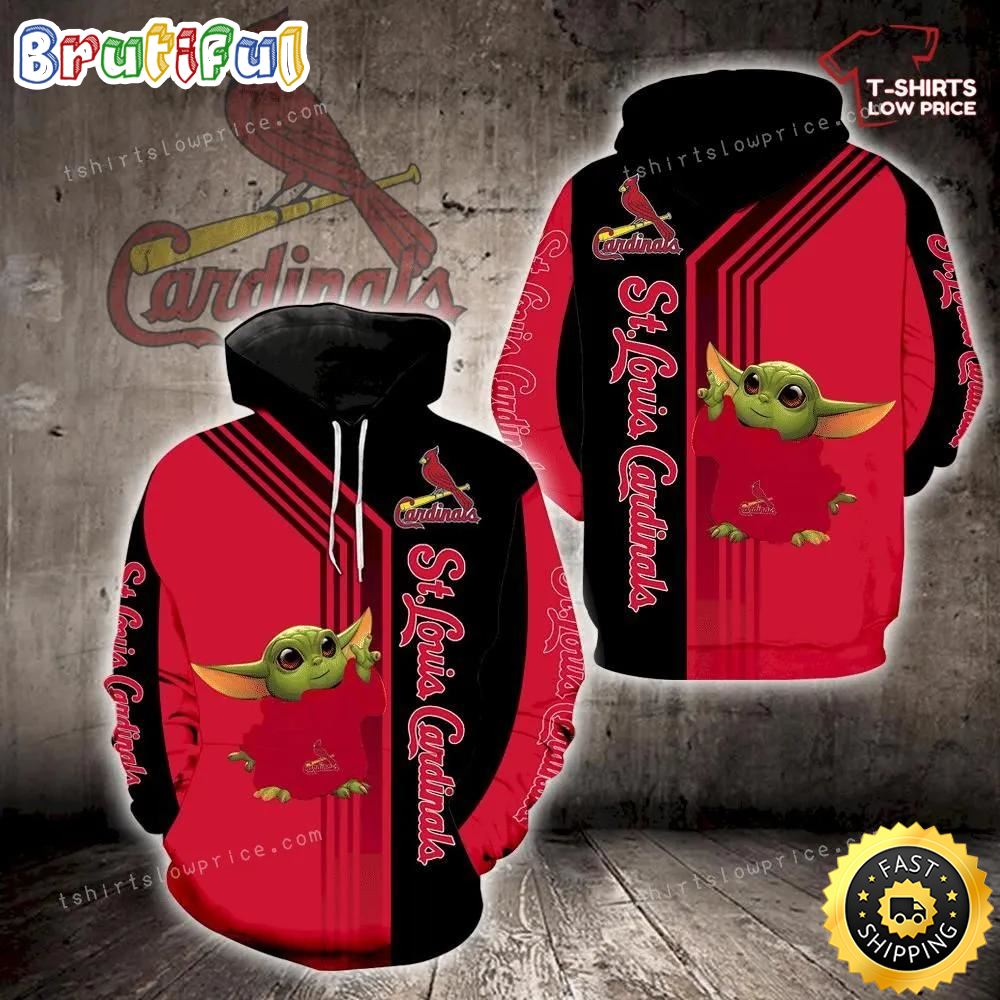 St Louis Cardinals Baby Yoda Green Full Print 3d Hoodie, St Louis Cardinals Gift Idea