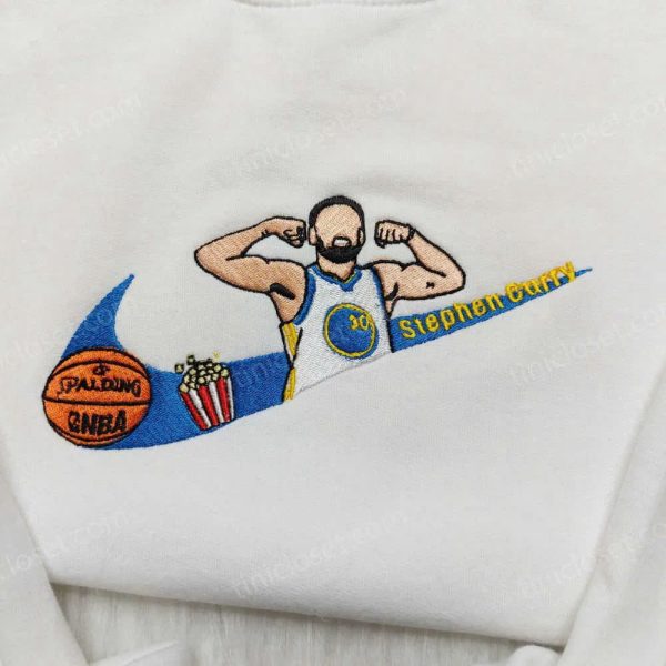 Stephen Curry Embroidery Sweatshirt, Nike Custom Embroidered Hoodie, Golden State Warriors Shirt for Fans - Small Gifts Great Love