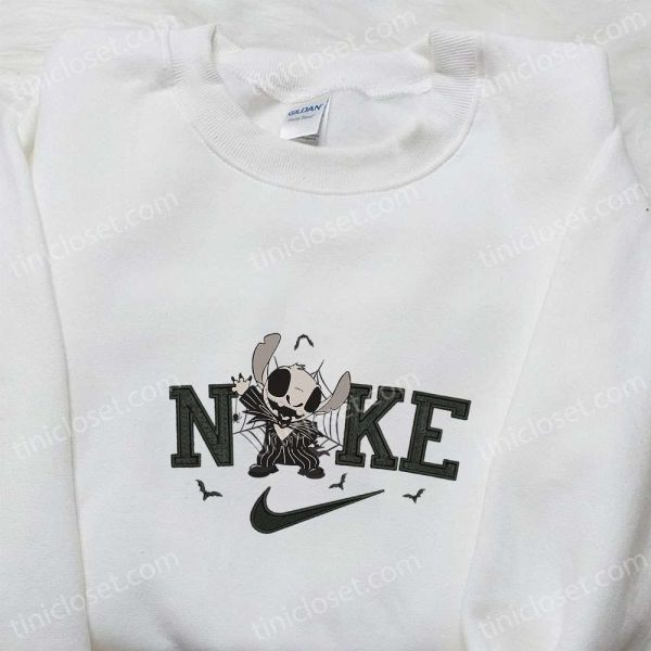 Stitch Jack Halloween x Nike Embroidered Sweatshirt, Horror Movie Halloween Embroidered Shirt, Best Halloween Gift Ideas - Small Gifts Great Love - Image 2