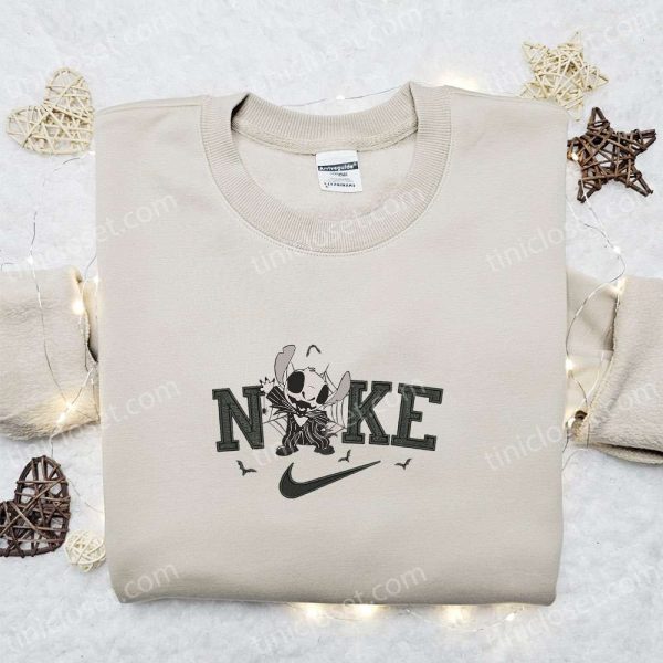 Stitch Jack Halloween x Nike Embroidered Sweatshirt, Horror Movie Halloween Embroidered Shirt, Best Halloween Gift Ideas - Small Gifts Great Love - Image 3