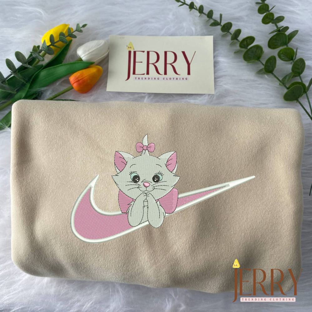 Swoosh Marie Cat Disney Nike Embroidered Sweatshirt, Hoodie Nike Embroidered - Image 2
