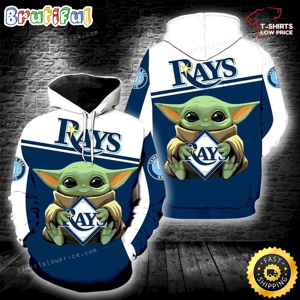 Tampa Bay Rays Baby Yoda Hold Logo New Design Full All Over Print 3d Hoodie