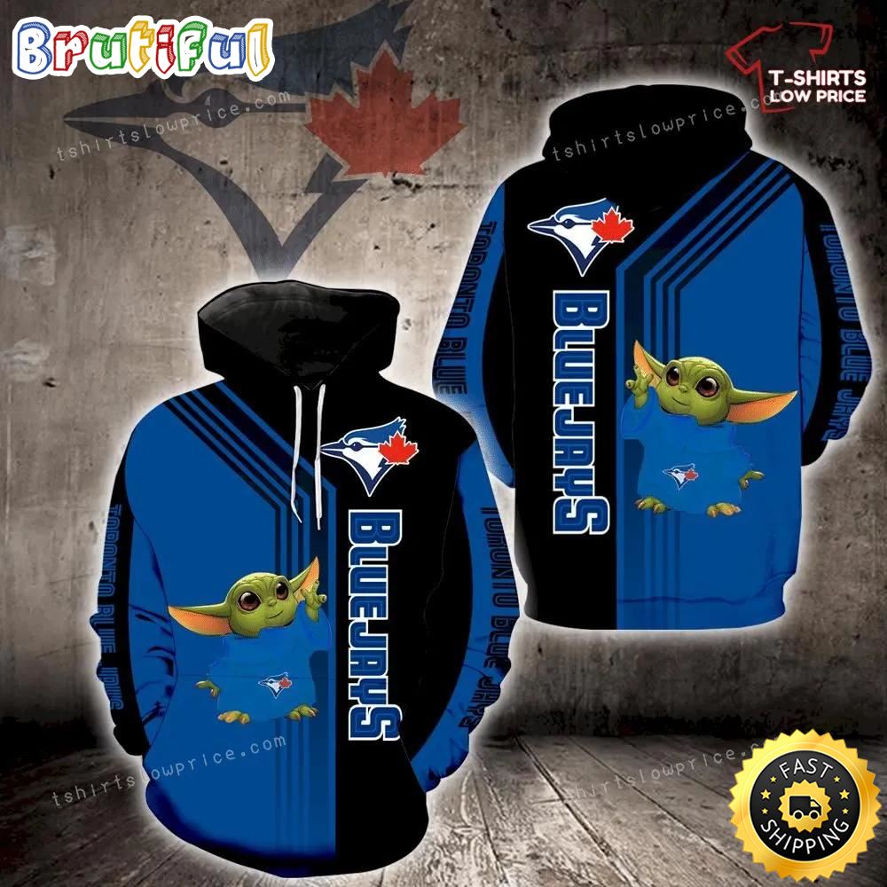 Toronto Blue Jays Baby Yoda Full Print 3d Hoodie Zipper Men Women