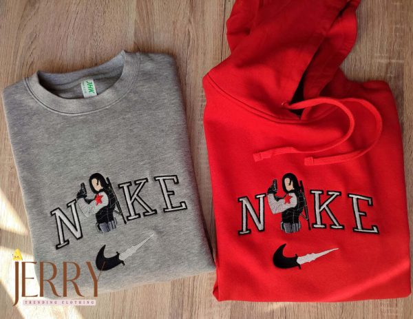 Winter Soldier Nike Crewneck Embroidered, Nike Embroidered Sweatshirt - Image 3