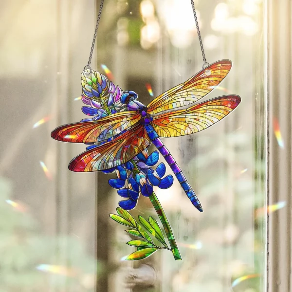Wholesale Dragonfly & Texas Bluebonnet Hologram Acrylic Window Hanging Texas Suncatcher - Image 4