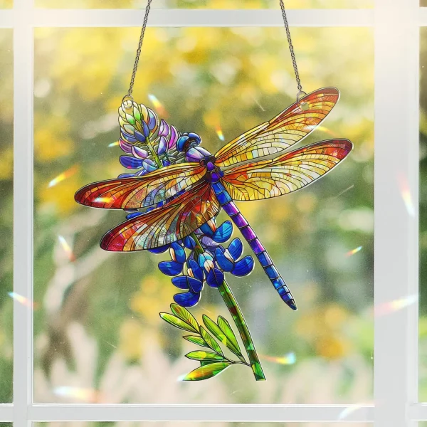 Wholesale Dragonfly & Texas Bluebonnet Hologram Acrylic Window Hanging Texas Suncatcher - Image 3