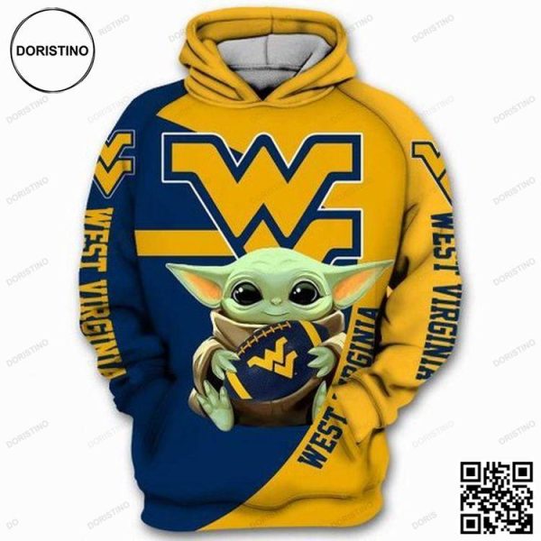 Amazon Sports Team West Virginia Mountaineers Ncaa Baby Yoda Star Wars Awesome 3D Hoodie