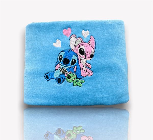 Angel And Stitch Nike Embroidered Sweatshirt For Fan - TerraBell Designs