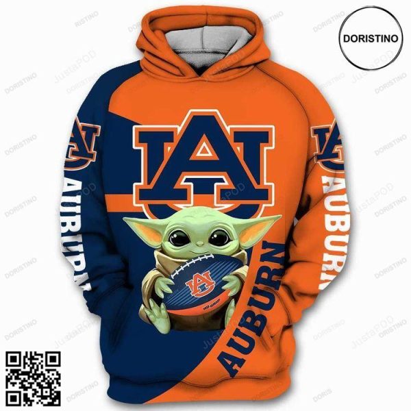 Auburn Tigers Ncaa Baby Yoda Star Wars All Over Print Hoodie