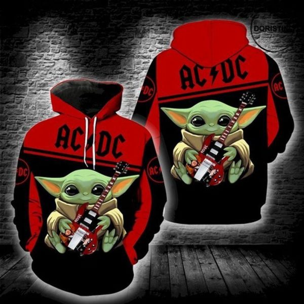 Baby Yoda Ac Dc Limited Edition 3d Hoodie