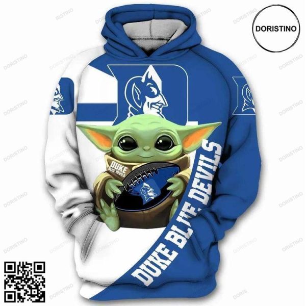 Baby Yoda Hug Ball Duke Blue Devils Duke Blue Devils Gifts For Men All Over Print Hoodie
