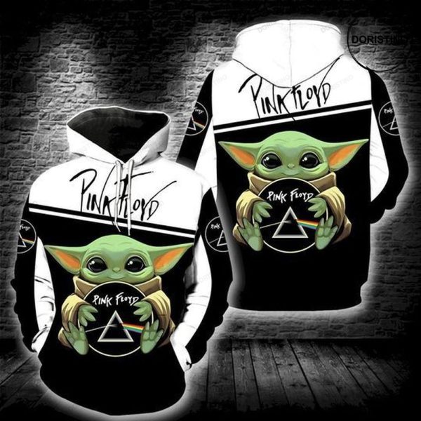 Baby Yoda X Pink Floyd Rock Band Music All Over Print Hoodie