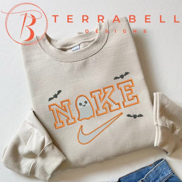 Boo Nike Ghost Bat Embroidered Sweatshirt For Halloween Costumes - TerraBell Designs