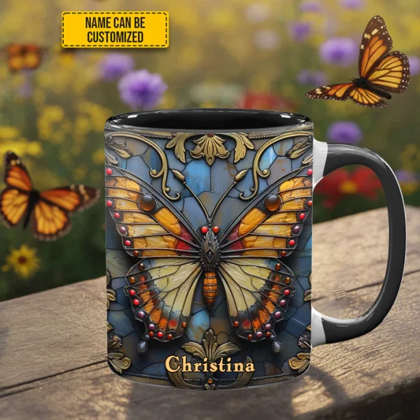 Butterfly Accent Mug - Personalized Accent Mug - Image 3