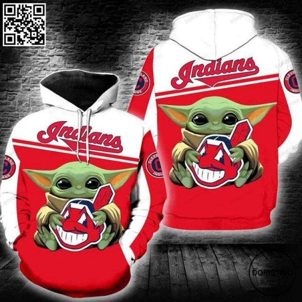 Cleveland Indians Baby Yoda New Limited Edition 3D Hoodie