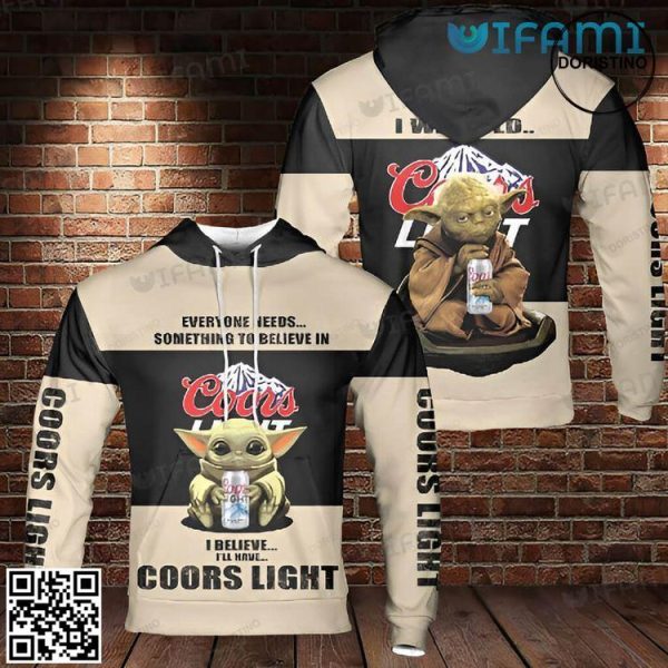 Coors Light Yoda I Believe I Have Coors Light Beer Lovers Gift Limited Edition 3D Hoodie