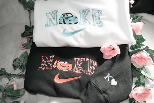 Nike Custom Car Mcqueen X Sally Couple Disney Hoodie Embroidery - TerraBell Designs