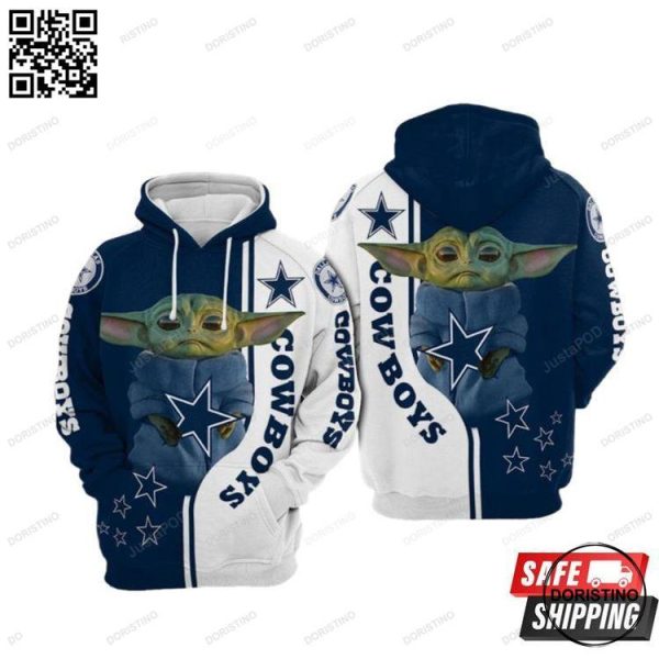 Dallas Cowboys Nfl Football Baby Yoda Hug Star Dallas Cowboys All Over Print Hoodie
