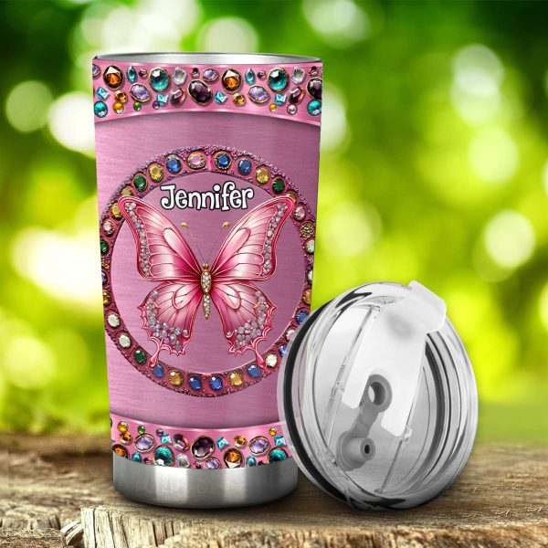Beautiful Pink - Personalized Butterfly Tumbler