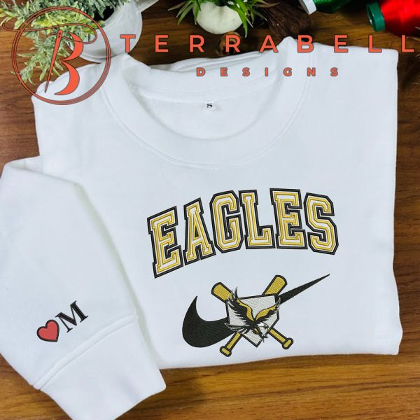 Eagles Baseball Nike Swoosh Embroidered Sweatshirt Custom Name Sleeve - TerraBell Designs