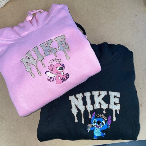 Embroidered Nike Stitch And Angel Couple Sweatshirts - TerraBell Designs