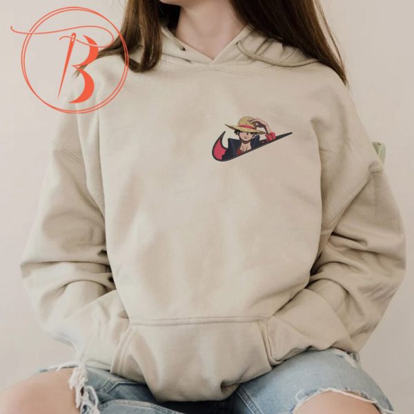 Monky D Luffy Nike Embroidered Hoodie - TerraBell Designs