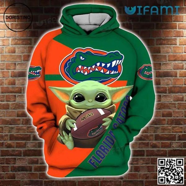 Florida Gators Baby Yoda Hug Football Logo Gators Gift Ver 1 All Over Print Hoodie