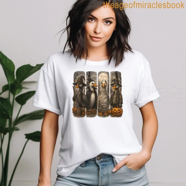 Goose Trick Or Treat Halloween Witch Ghost Pumpkin Men Kid T-shirt - Image 3
