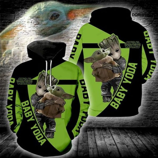 Groot Baby Yoda Star Wars Awesome 3D Hoodie