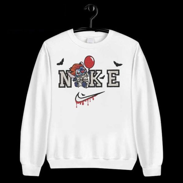 Halloween Character Disney Stitch Pennywise Nike Embroidered Sweatshirt - TerraBell Designs - Image 3
