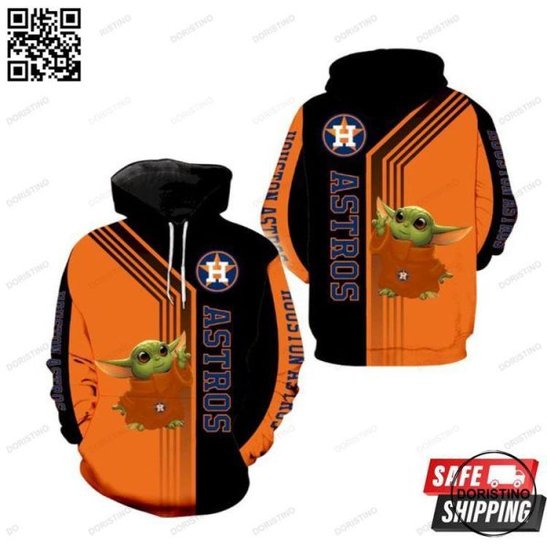 Houston Astros Baby Yoda For Men And Women Awesome 3D Hoodie