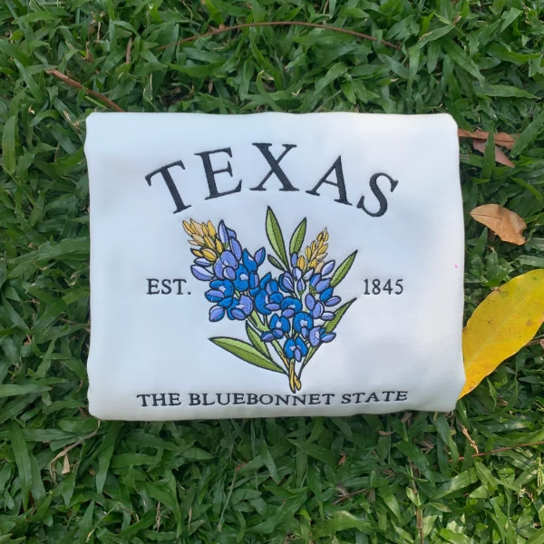Embroidered Texas Bluebonnet Sweatshirt, Texas Est 1845 - Image 3