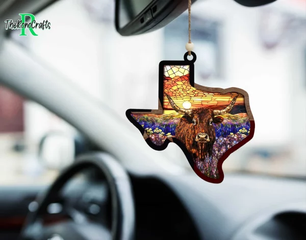 Texas Suncatcher Ornament, Texas Longhorn Ornament, Western Bluebonnet Home Decor, Texas Gifts Ornament, Texas Moving Decor, State Of Mind - Image 2