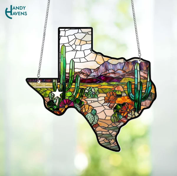 Texas Suncatcher Hanging, Texas Window Hanging, Northern Mockingbird And Bluebonnet Home Decor, Texas Gifts, Texas State Flower Decorations - Image 3