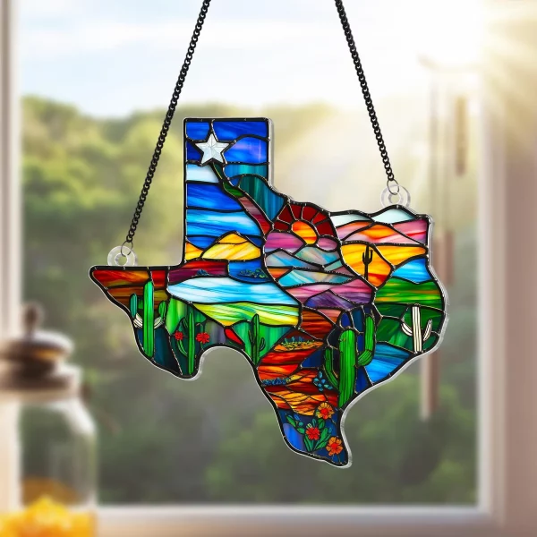 Texas Map Acrylic Suncatcher Window Hanging,Northern Mockingbird And Bluebonnet Home Decor,Texas Decoration,Texas Gift,Souvenir Lover Gift - Image 4
