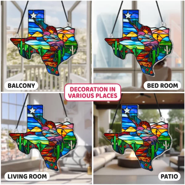 Texas Map Acrylic Suncatcher Window Hanging,Northern Mockingbird And Bluebonnet Home Decor,Texas Decoration,Texas Gift,Souvenir Lover Gift - Image 7