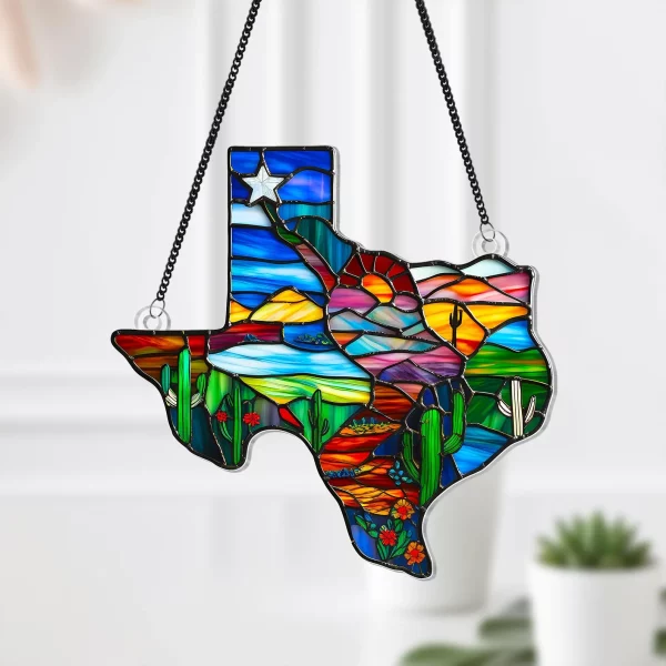 Texas Map Acrylic Suncatcher Window Hanging,Northern Mockingbird And Bluebonnet Home Decor,Texas Decoration,Texas Gift,Souvenir Lover Gift - Image 3