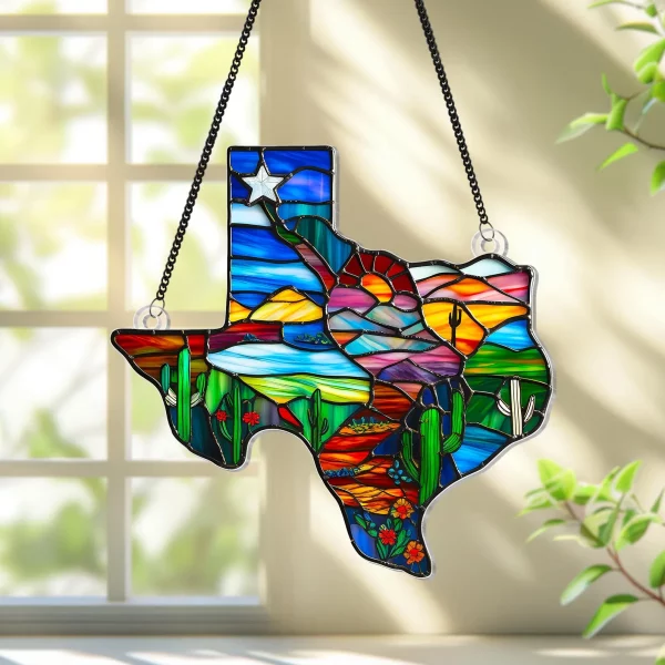 Texas Map Acrylic Suncatcher Window Hanging,Northern Mockingbird And Bluebonnet Home Decor,Texas Decoration,Texas Gift,Souvenir Lover Gift - Image 5