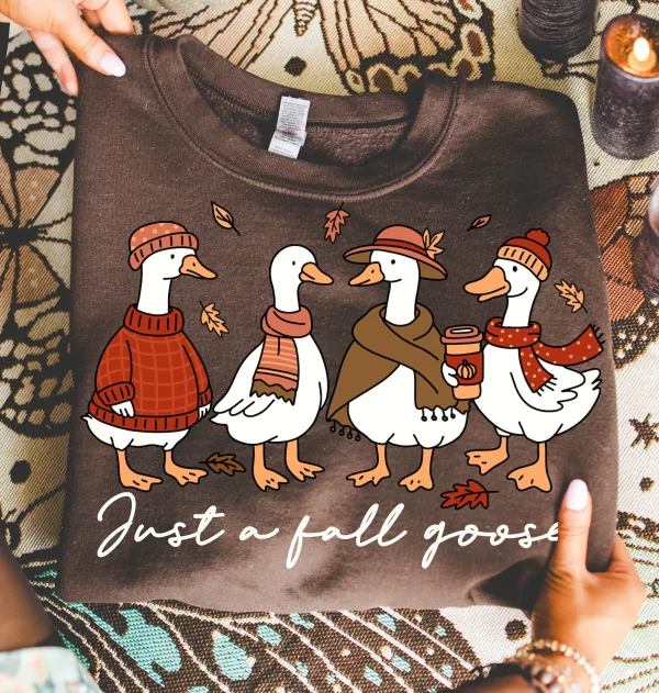 Funny Cozy Goose, Autumn Goose Shirt , Cute Autumn Animal Shirts