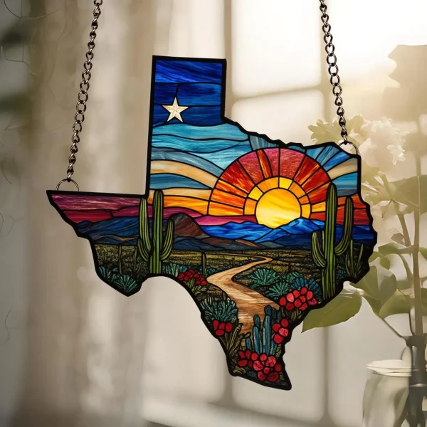 Texas Map Acrylic Suncatcher Window Hanging,Northern Mockingbird And Bluebonnet Home Decor,Texas Decoration,Texas Gift,Souvenir Lover Gift - Image 4